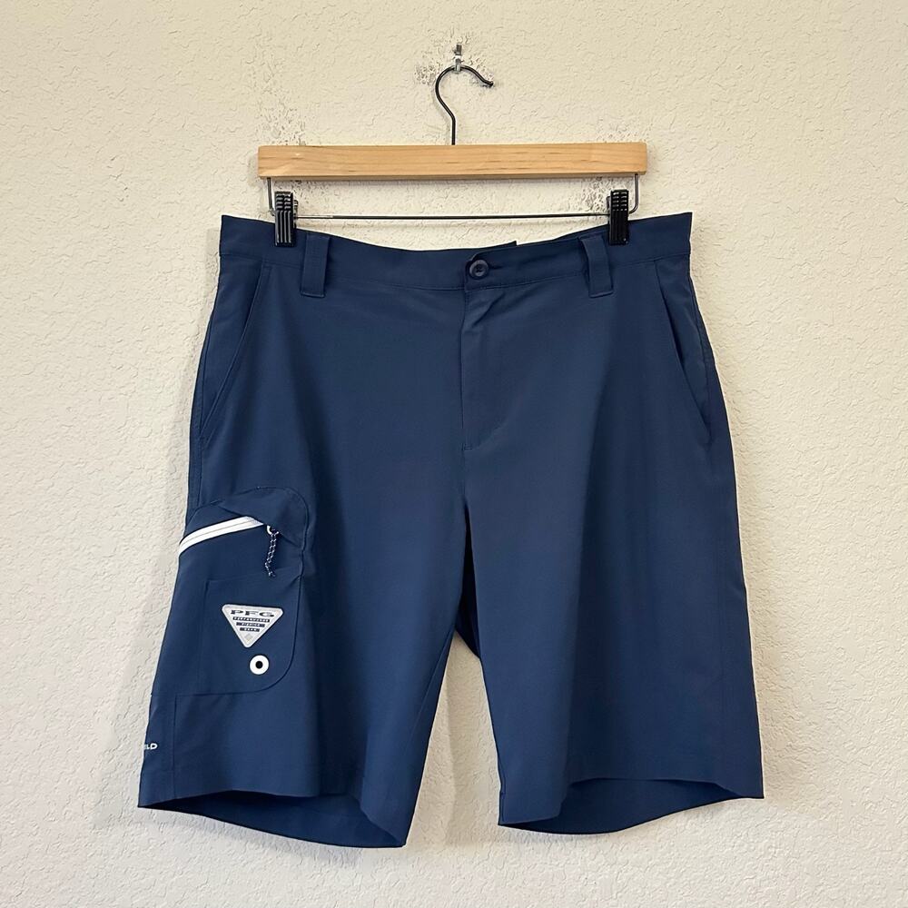 COLUMBIA PFG Terminal Tackle II Shorts Blue Omni Shield Fishing Hiking